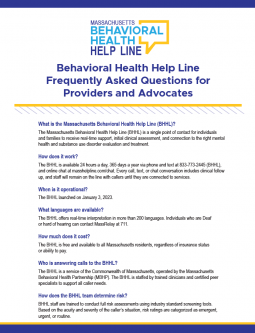 Behavioral Health Helpline Provider FAQ Fact Sheet