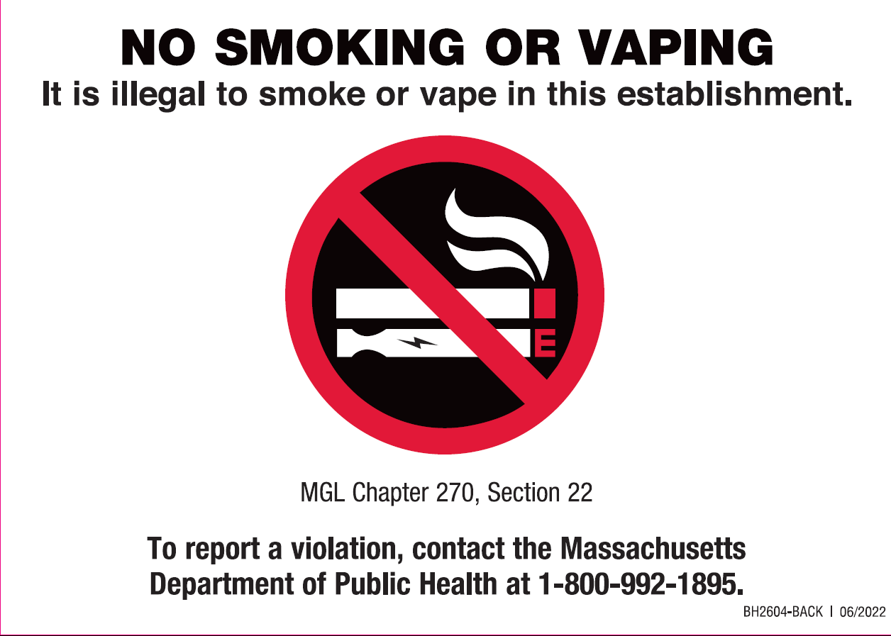 It Is Illegal to Smoke or Vape in this Establishment Small Sign