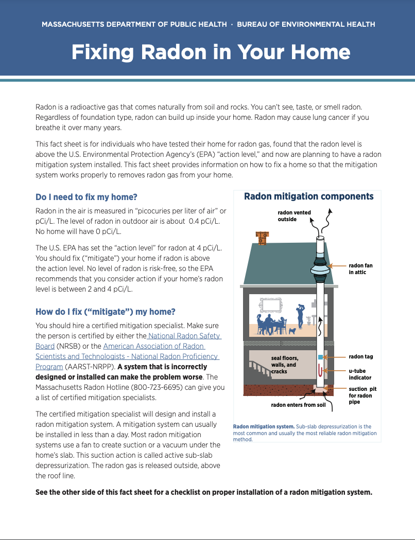 Fixing Radon in Your Home Fact Sheet - Multiple Languages ...