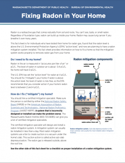 Fixing Radon in Your Home Fact Sheet