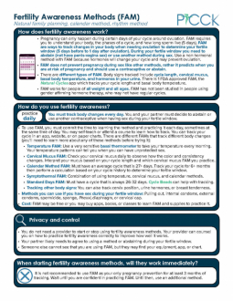 PICCK - Fertility Awareness Methods Information Sheet - Multiple Languages