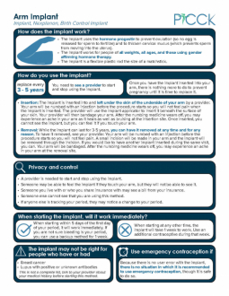 PICCK - Implant Information Sheet - Multiple Languages