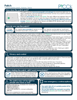 PICCK - Patch Information Sheet - Multiple Languages