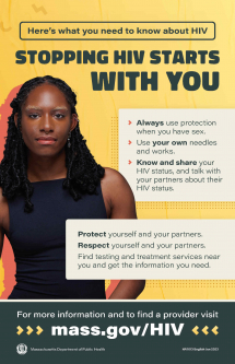 Stopping HIV Starts with You Poster (woman in navy top)