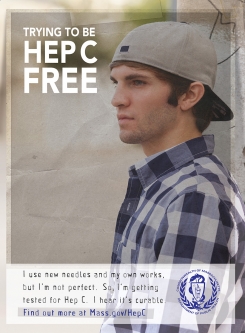 Trying to be Hep C Free Poster (Man with hat)