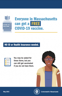 COVID-19 Vaccine No ID or Health Insurance Needed Poster