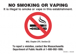 It Is Illegal to Smoke or Vape in this Establishment Small Sign - English
