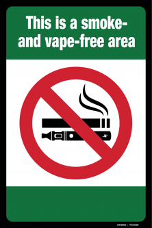 This is a Smoke-Free Building Green Self-Adhesive Sign - English