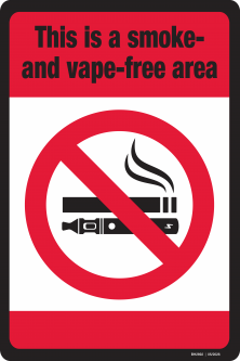 This is a Smoke-Free Area Metal Sign with Dual Symbol - FOR BOARDS OF HEALTH ONLY - English