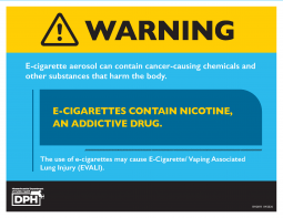 E-Cigarette Health Warning Sign - FOR BOARDS OF HEALTH & TOBACCO RETAILERS ONLY - English
