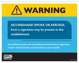 Secondhand Smoke/Aerosol May be Present Sign - FOR BOARDS OF HEALTH & TOBACCO RETAILERS ONLY - Engli