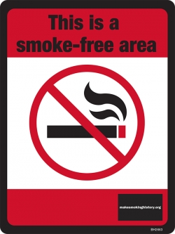 This is a Smoke-Free Area Metal Sign - FOR BOARDS OF HEALTH ONLY