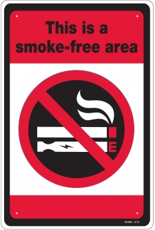 This is a Smoke-Free Area Metal Sign with Dual Symbol - FOR BOARDS OF HEALTH ONLY
