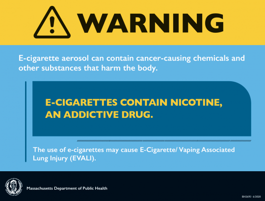 E Cigarette Health Warning Sign FOR BOARDS OF HEALTH TOBACCO