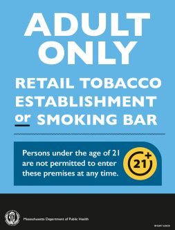 Adult Only - Retail Tobacco Establishment or Smoking Bar Sign - FOR BOARDS OF HEALTH & TOBACCO RETAI