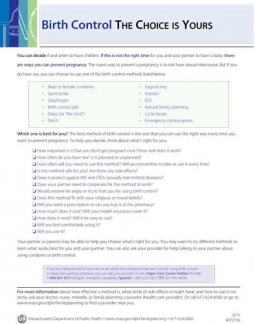 Birth Control: The Choice Is Yours Fact Sheet
