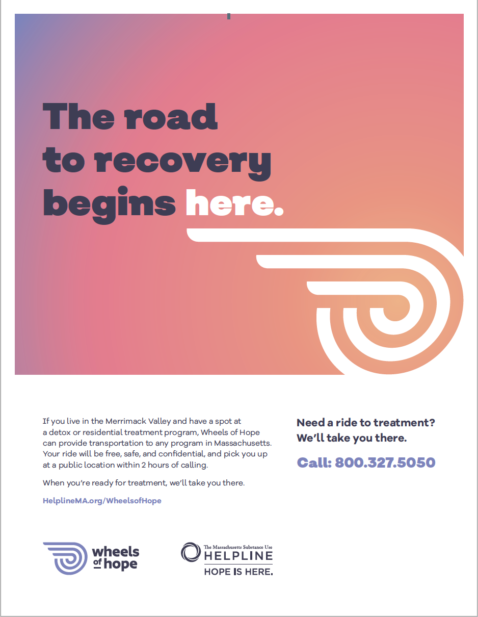 Wheels Of Hope Road To Recovery Begins Here Flyer English Spanish Massachusetts Health Promotion Clearinghouse
