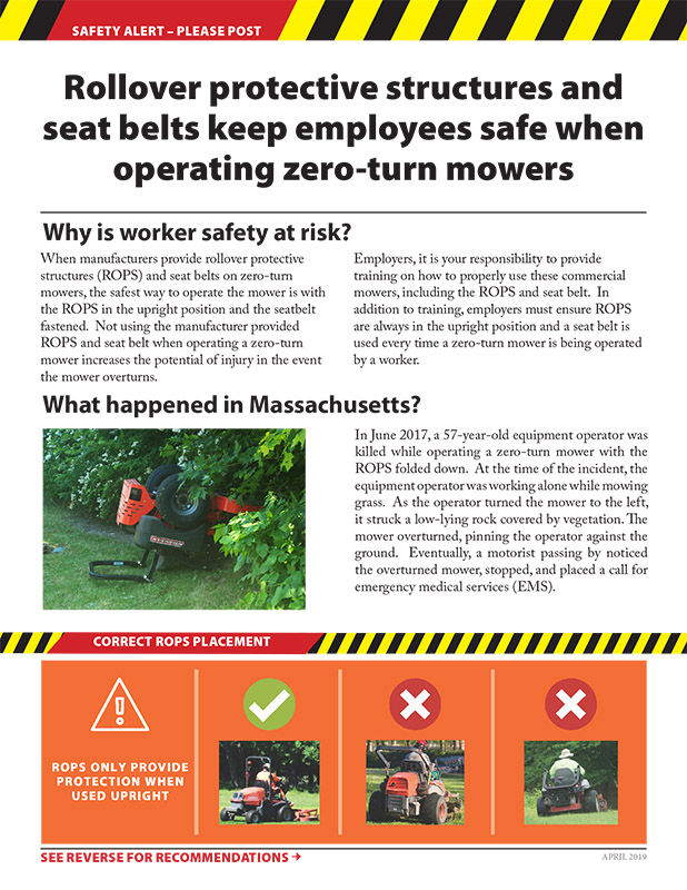 ROPS Safety When Operating Zeroturn Mowers Fact Sheet Massachusetts