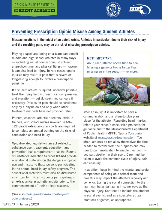 Preventing Prescription Opioid Misuse Among Student Athletes Fact 