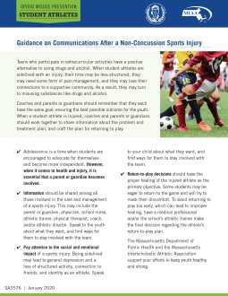 Guidance on Communications After a Non-Concussion Sports Injury Fact Sheet