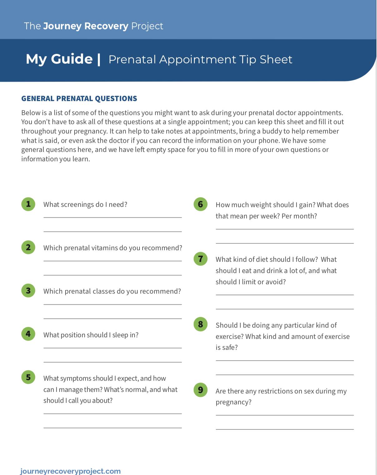 Journey Guide: Prenatal Appointment Tip Sheet: Massachusetts Health 